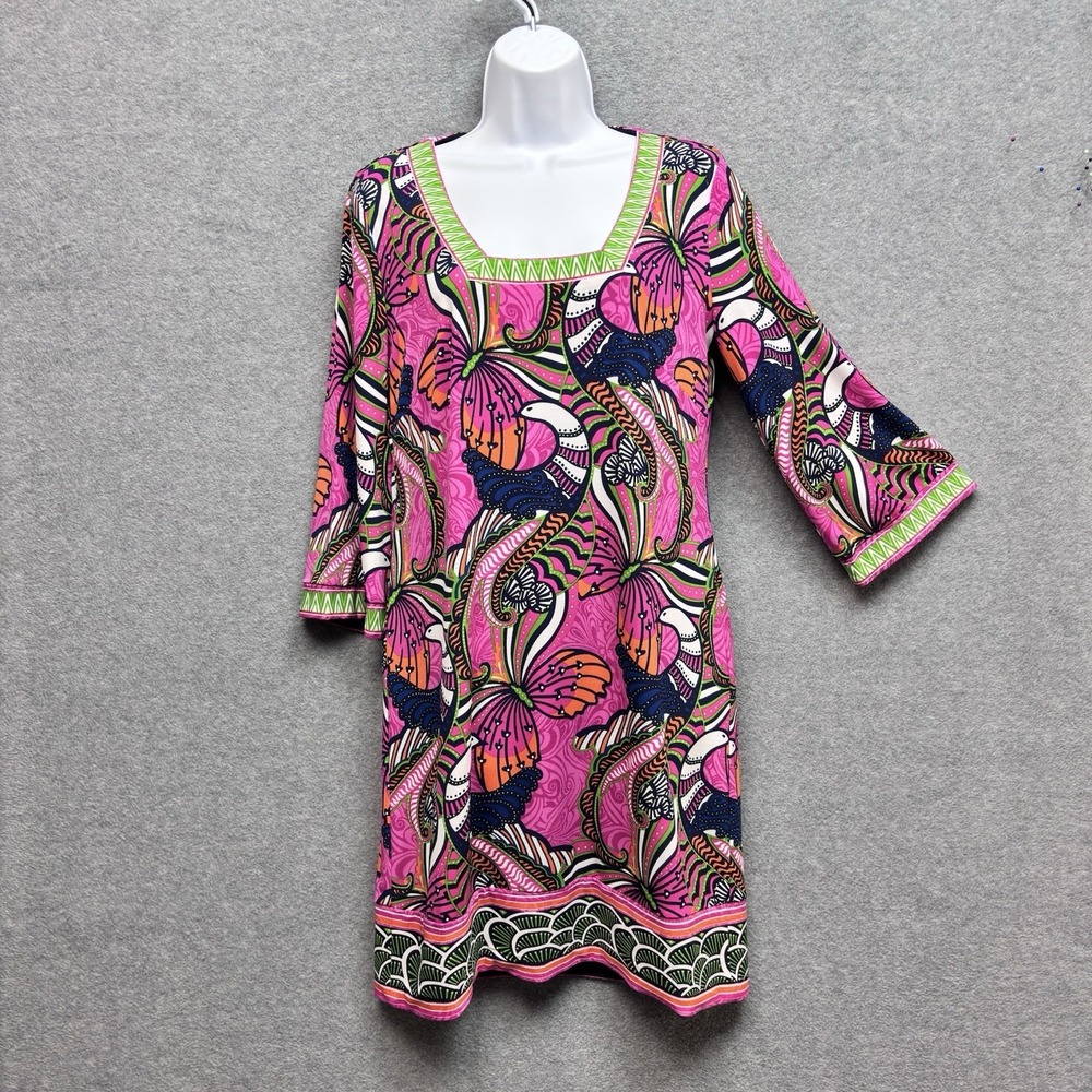 Laundry By Shelli Segal Dress Lined Paisley Peacock Butterfly Sz 6 Scarf Print